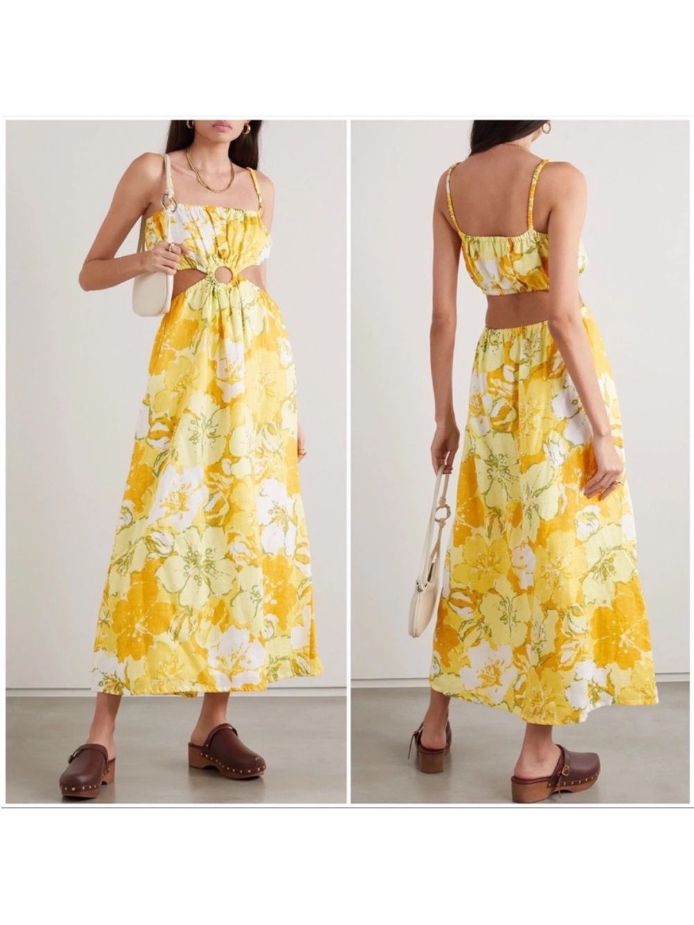 Faithfull the Brand El Rio Floral Linen Maxi Dress Size L